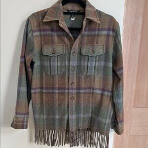 Ralph Lauren Plaid Fringe Button-Up jacket